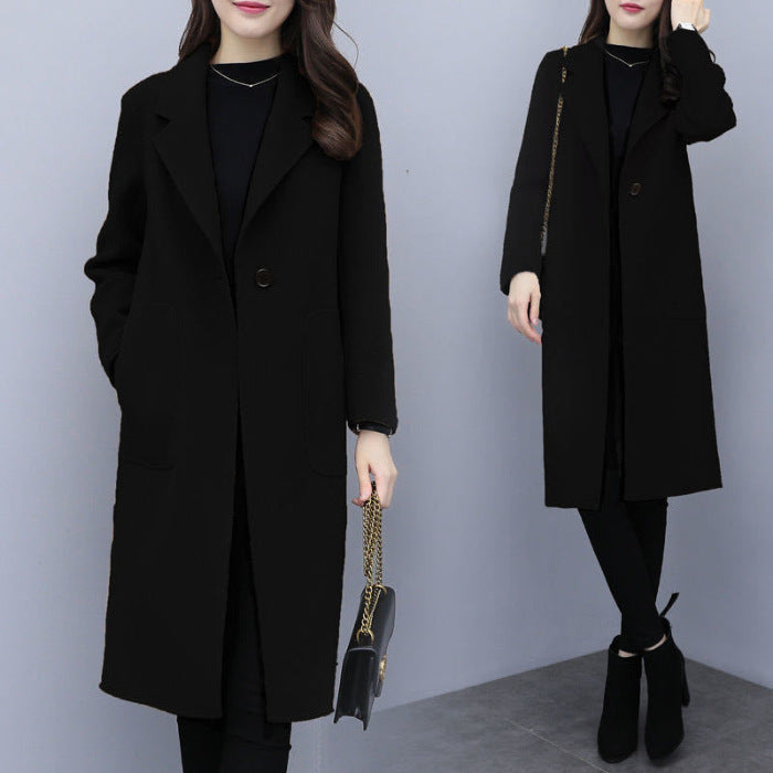 Mid-length Thin and Loose Wool Overcoat Women's Coat