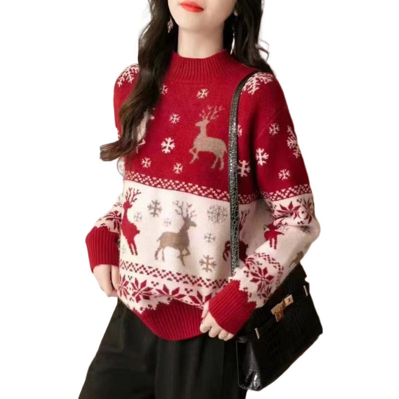 Autumn And Winter Christmas Couple Theme Sweater Women