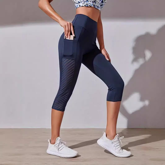 Color Contrast Patchwork Running Trousers Belly Contracting