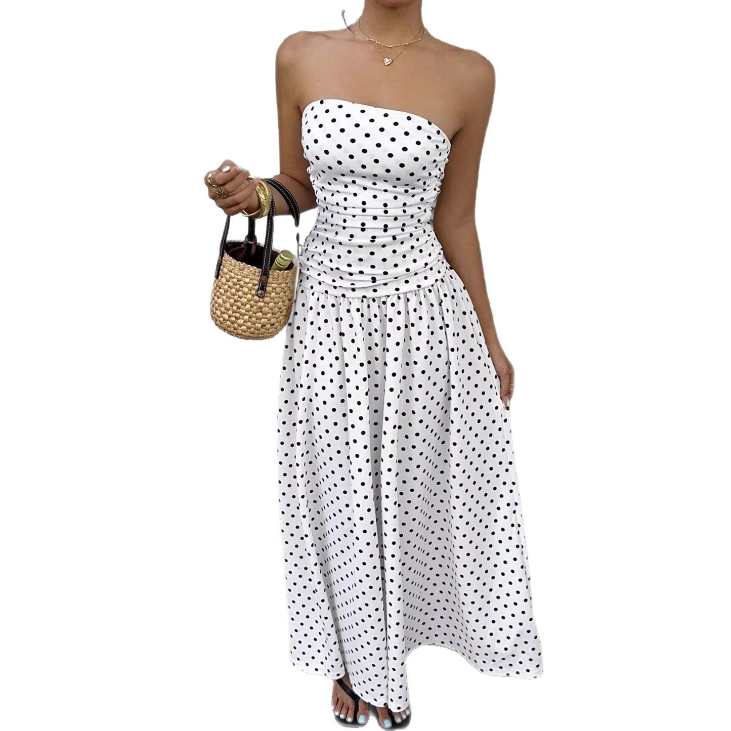 Elegant Polka-dot Off-shoulder Dresses