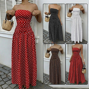 Elegant Polka-dot Off-shoulder Dresses