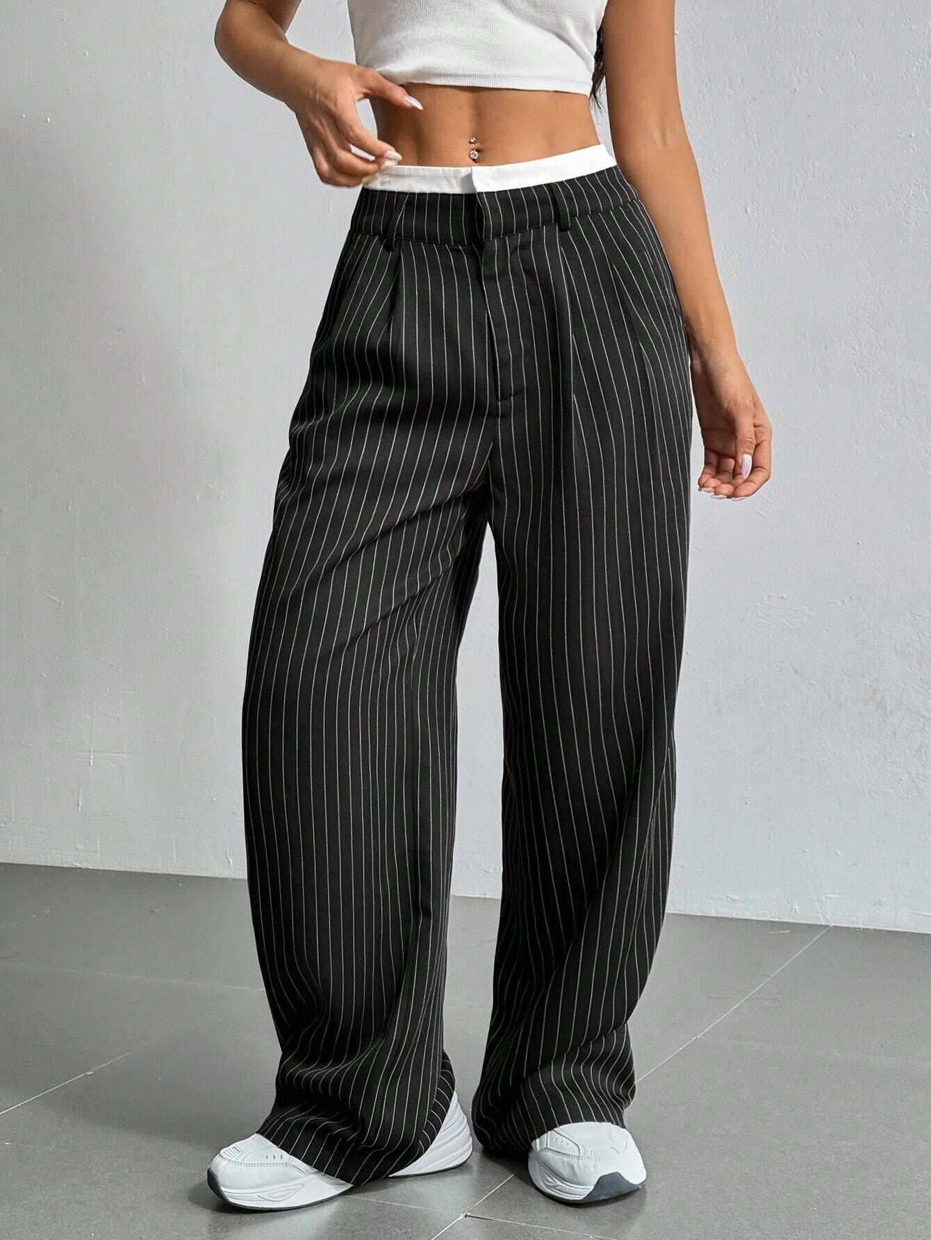 Printed Trousers High Waist Straight Leg Pants
