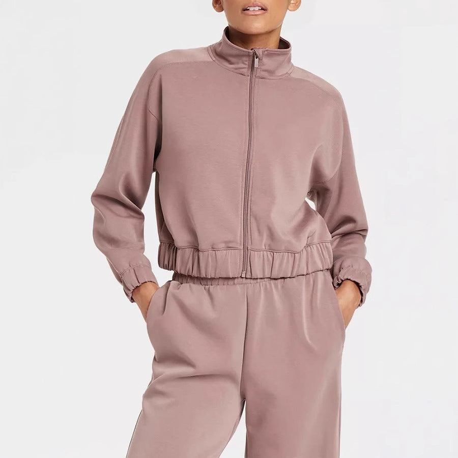 Casual Solid Color Coat Trousers Suit