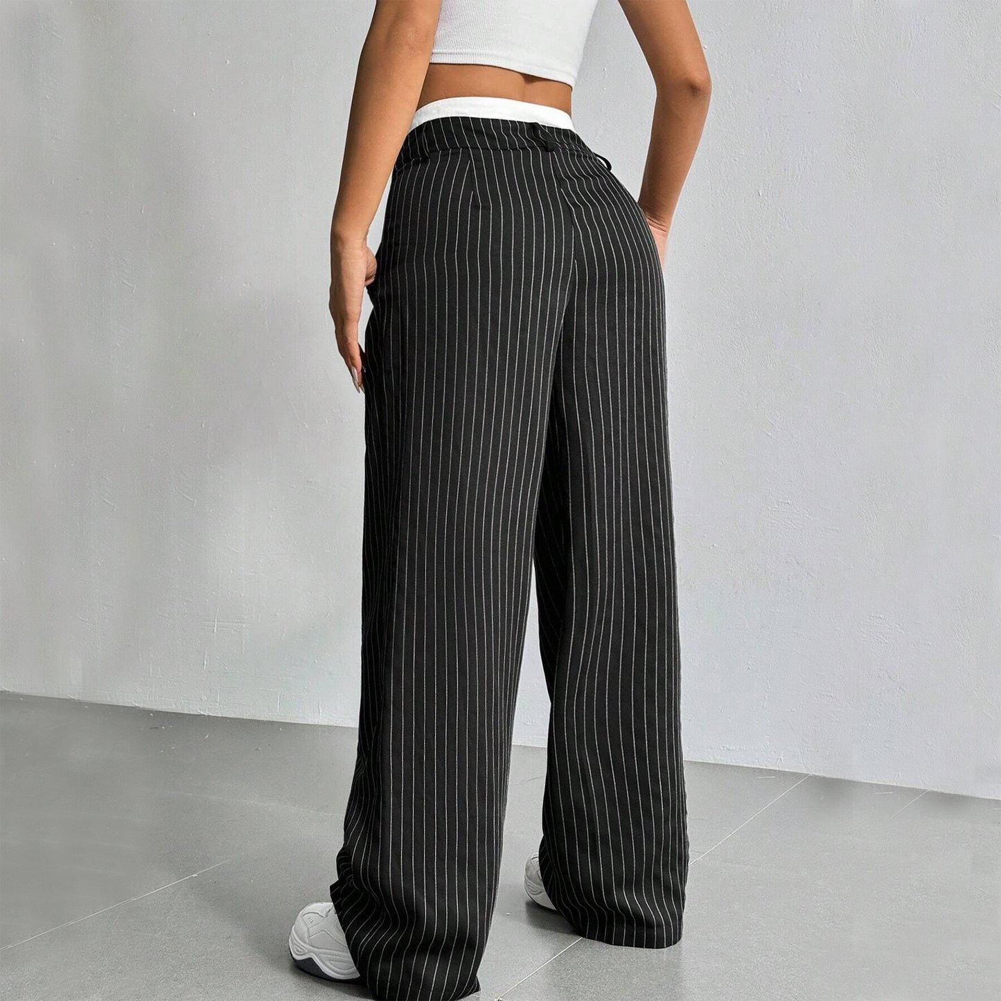 Printed Trousers High Waist Straight Leg Pants