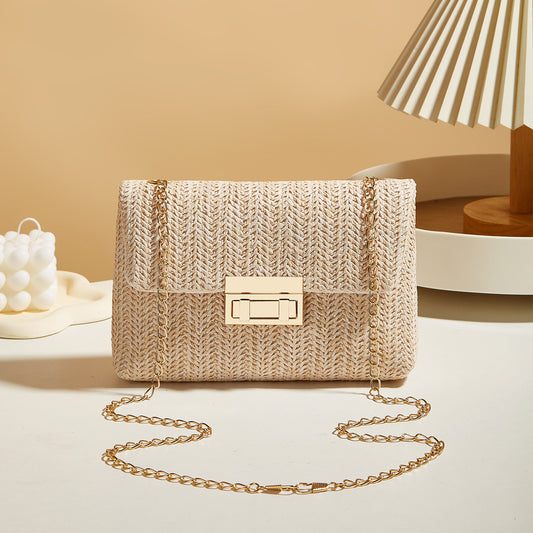 Straw Lock Closed Simple Square Bag