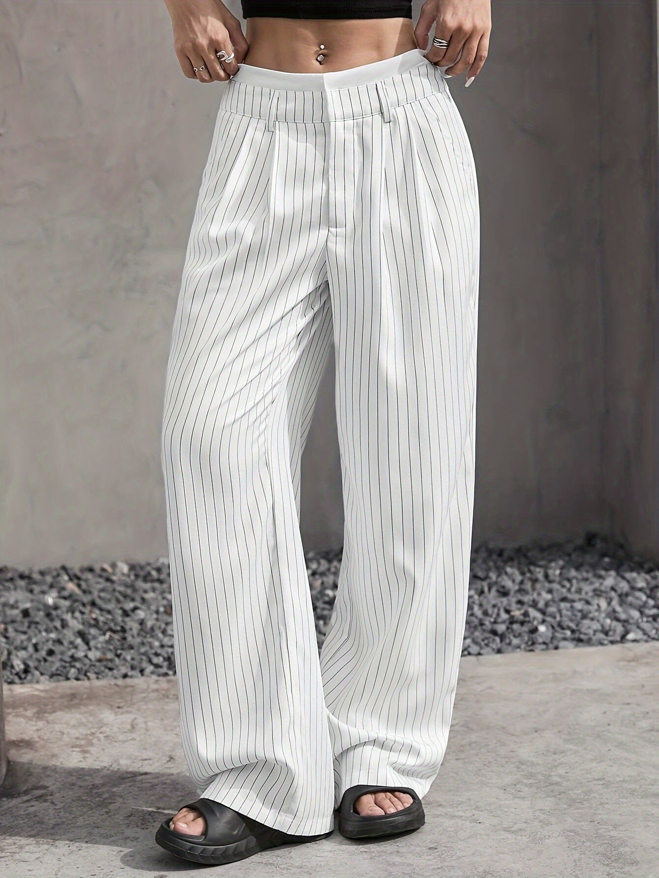 Printed Trousers High Waist Straight Leg Pants