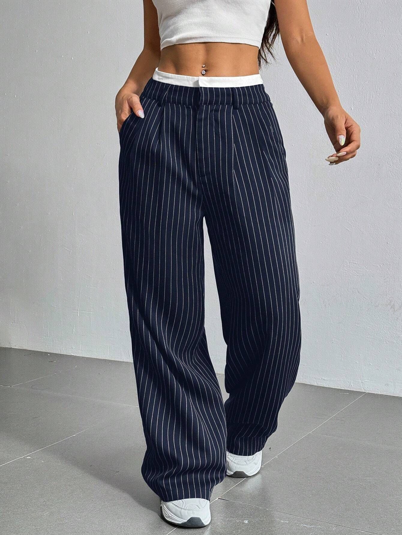 Printed Trousers High Waist Straight Leg Pants
