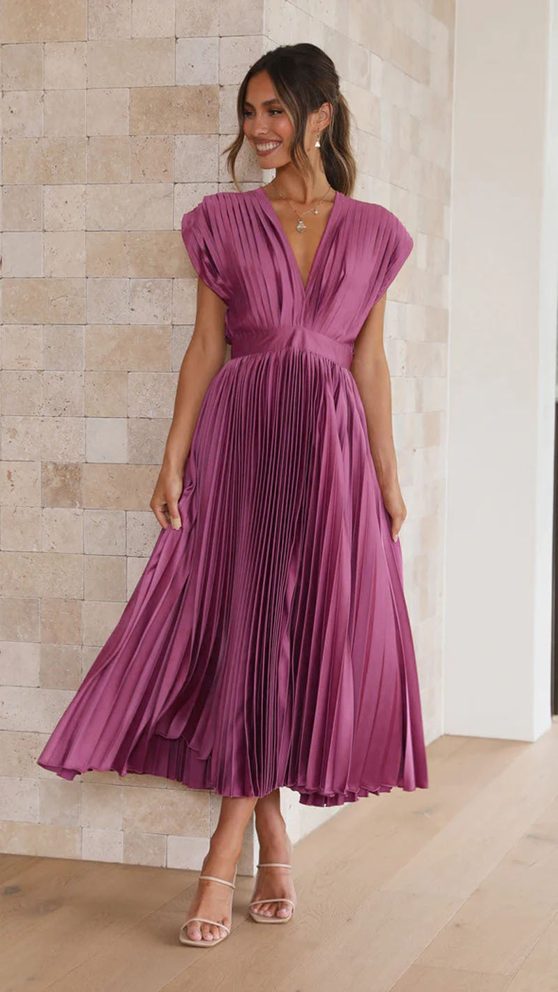 Summer V-neck Pleated Dress INS Fashion Casual Loose Zip Sleeveless Dresses For Women Clothing