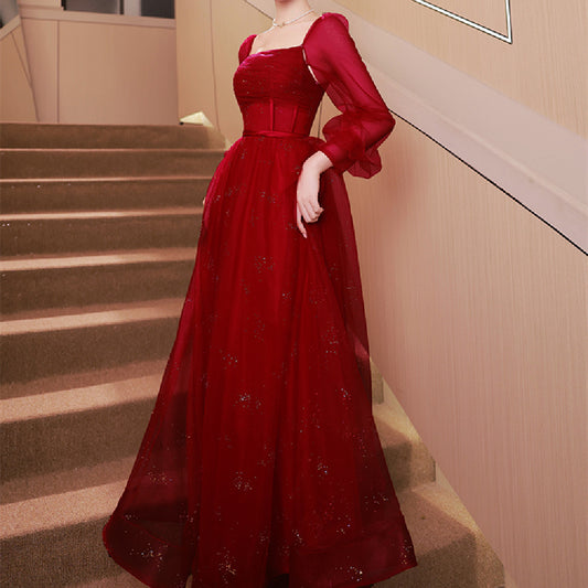 Wine Red Evening Dress For Women