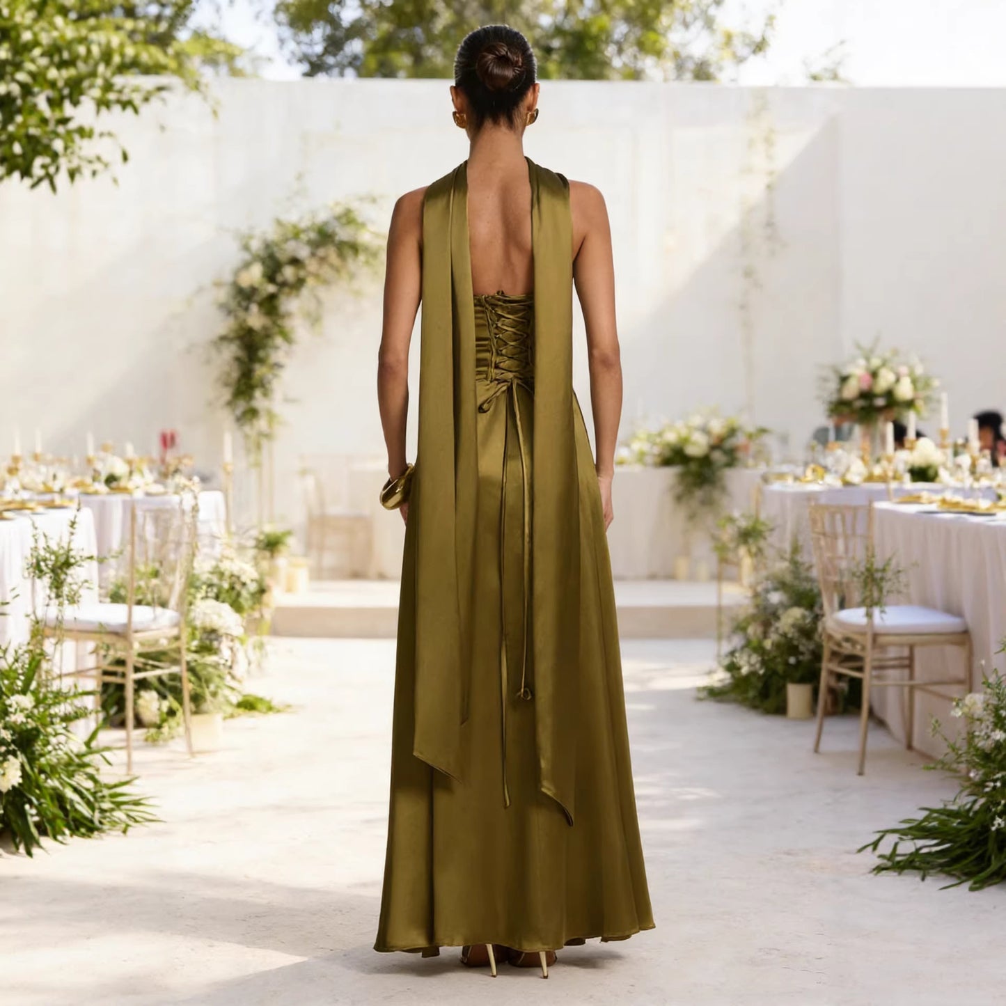 Womens Chest Wrapping Backless Tube-Top Waist-Cinching Evening Gown Long Dress Women'S Solid Sexy Elegant Clothes Party Club Prom Summer Outfit