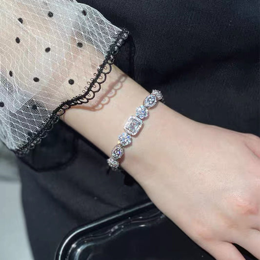 Women's Sterling Silver-plated Diamond Bracelet