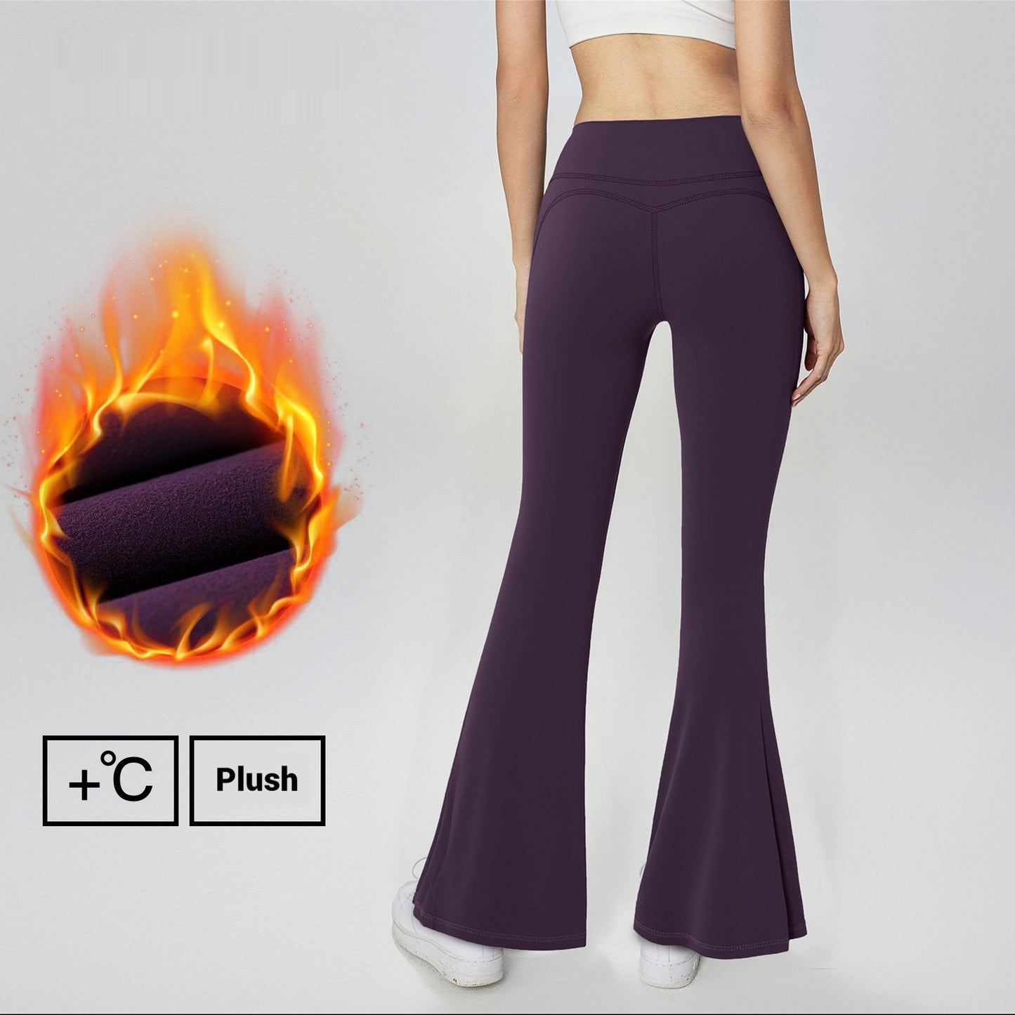 Autumn Thickened Fleece High-waisted Butt-lifting Slim Flare Pants