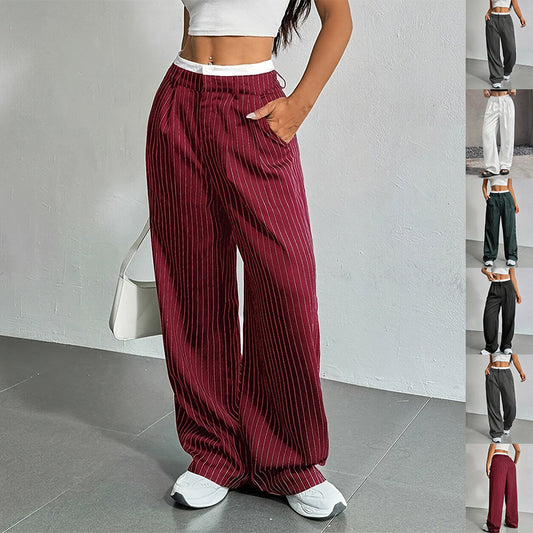 Printed Trousers High Waist Straight Leg Pants