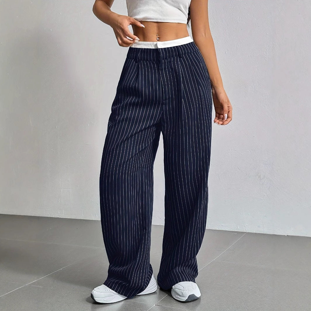 Printed Trousers High Waist Straight Leg Pants