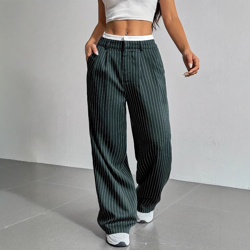 Printed Trousers High Waist Straight Leg Pants