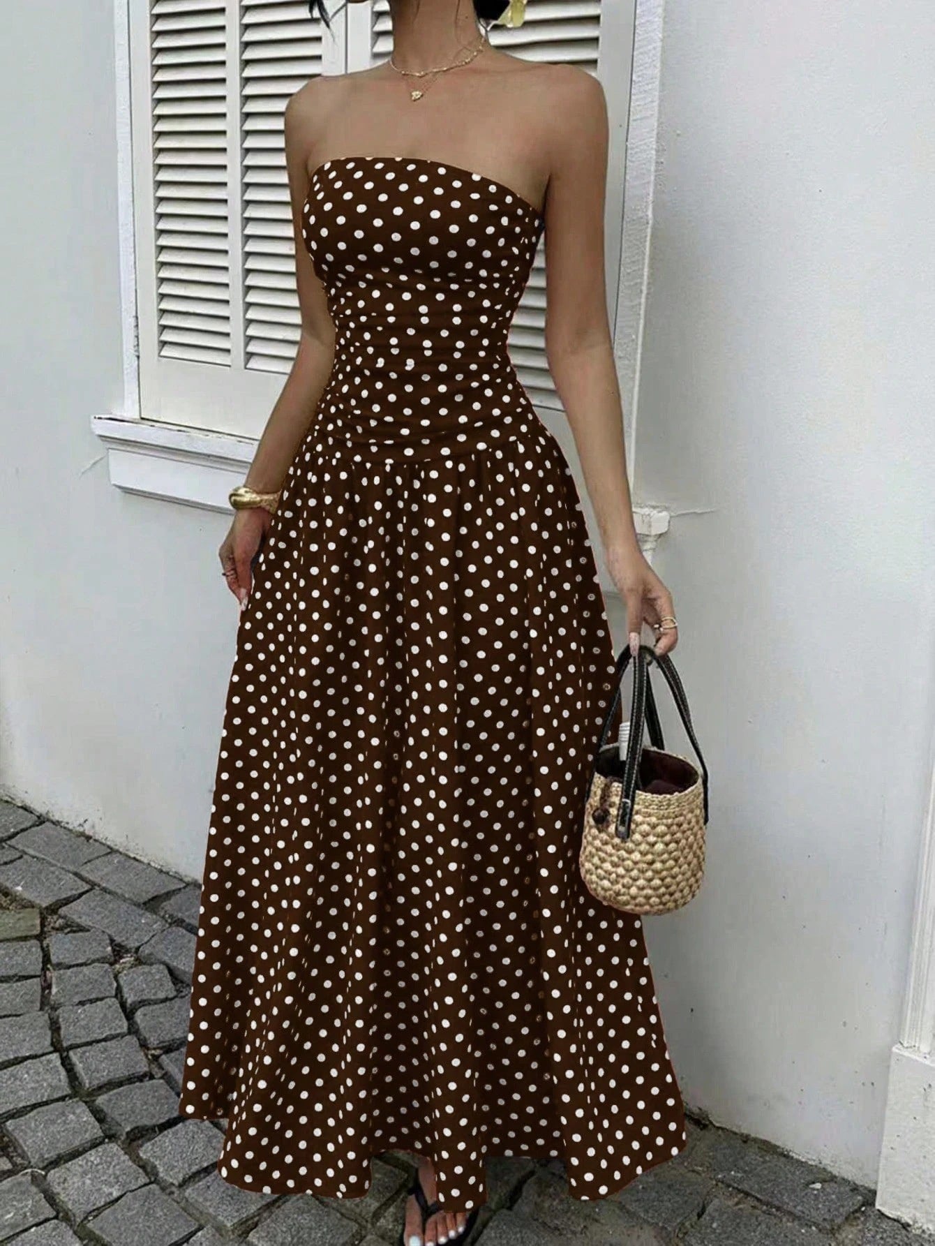 Elegant Polka-dot Off-shoulder Dresses
