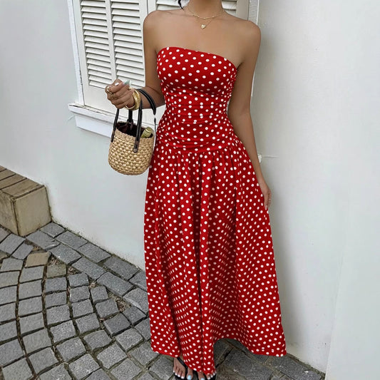 Elegant Polka-dot Off-shoulder Dresses
