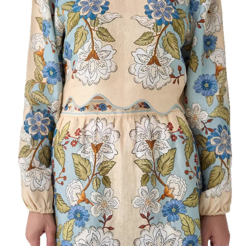 Womens Fashionable Printed Two-Piece Dress Set