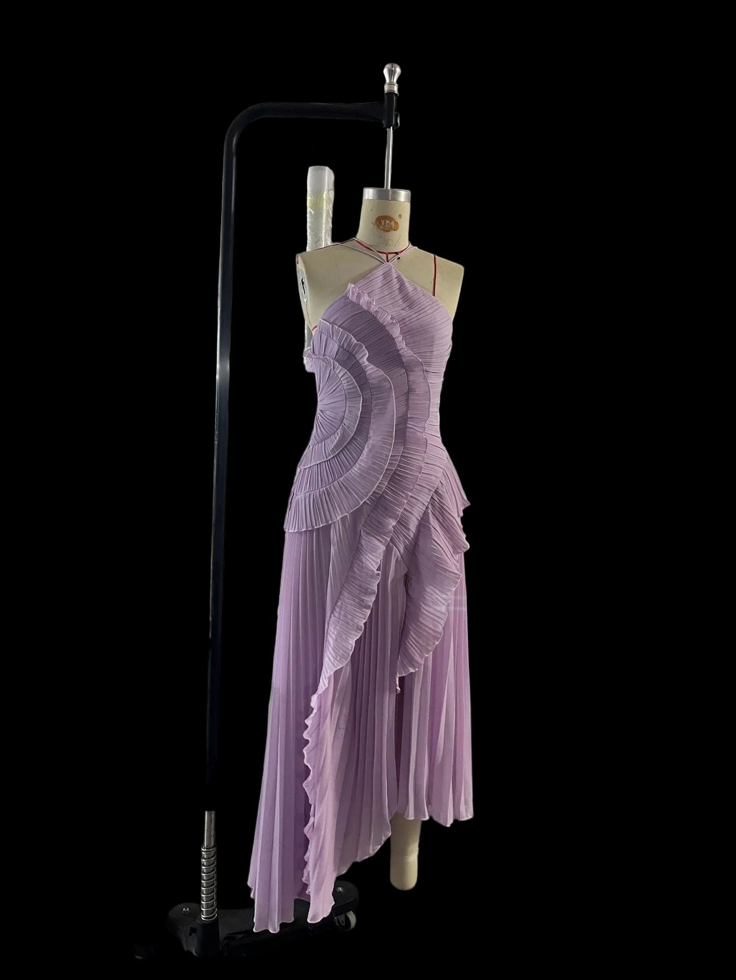 Ruffled Pleated Halterneck Dress Summer Irregular Hem Dresses Party Club Evening Gown Clothing