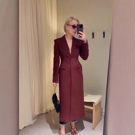 Thin Women's Slim Temperament Long Overcoat Outerwear