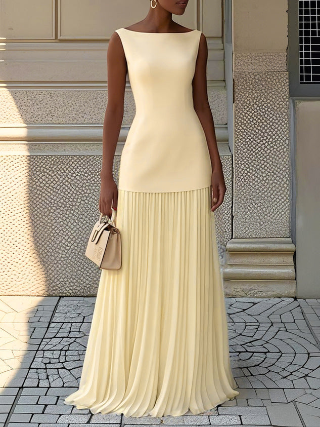 Solid Color Sleeveless Knitted Vest Sexy Slim Knit Dress