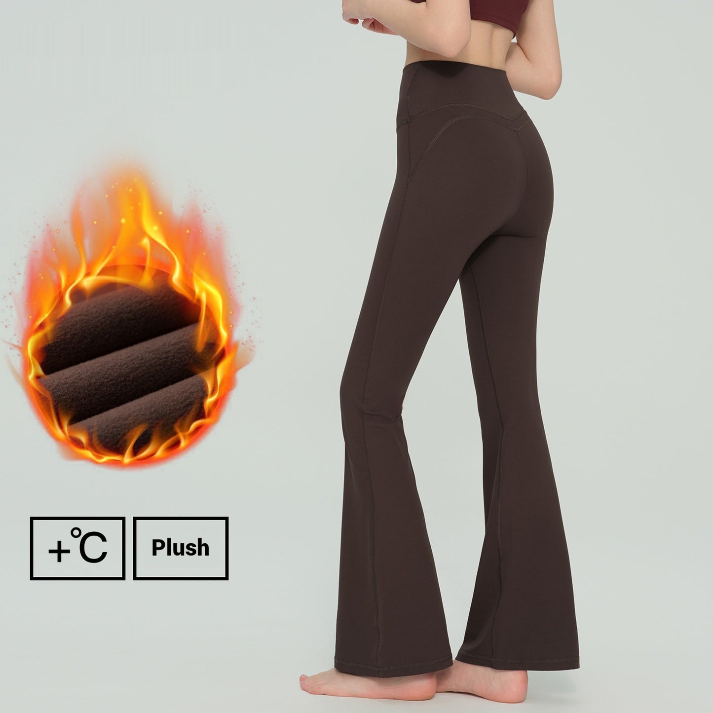 Autumn Thickened Fleece High-waisted Butt-lifting Slim Flare Pants