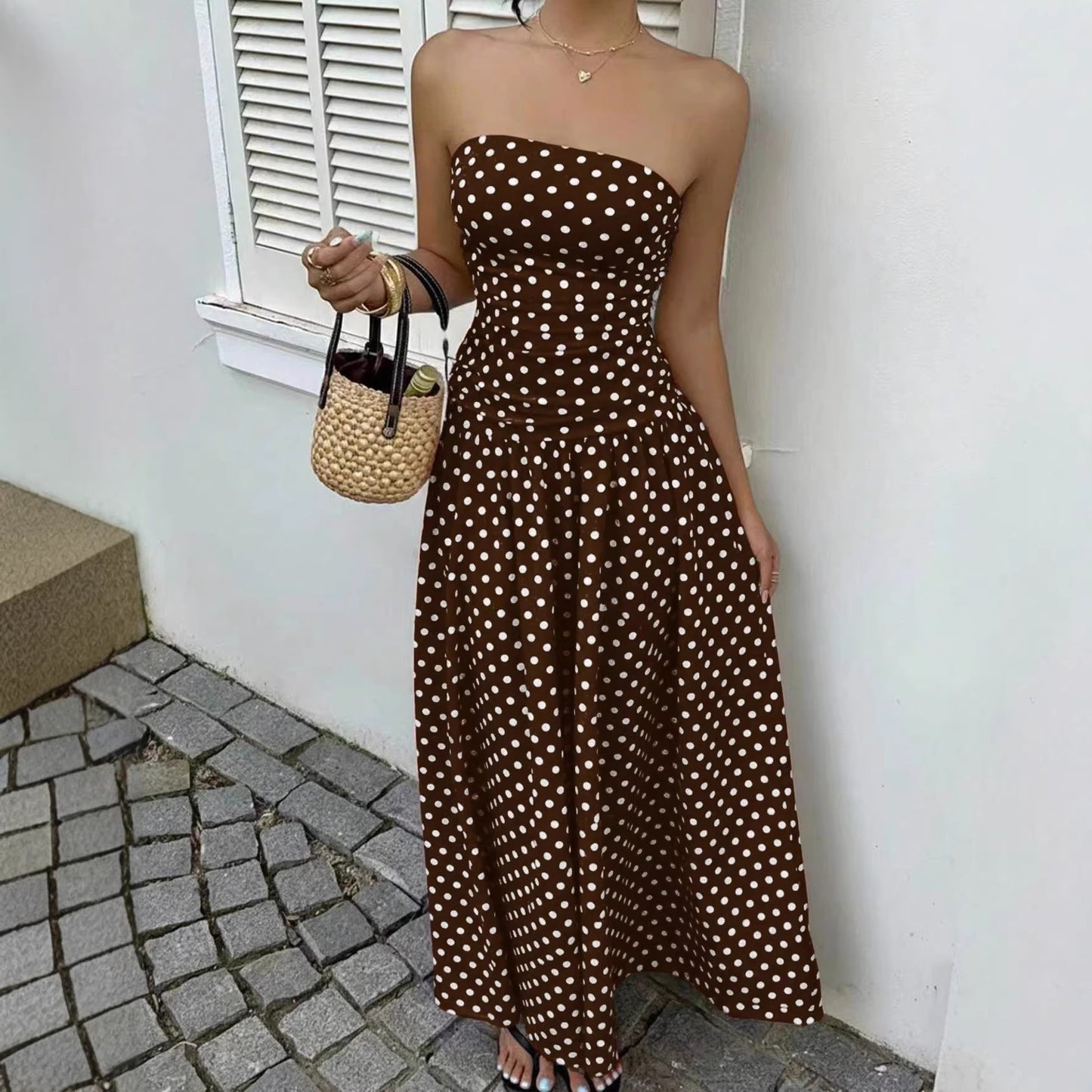 Elegant Polka-dot Off-shoulder Dresses