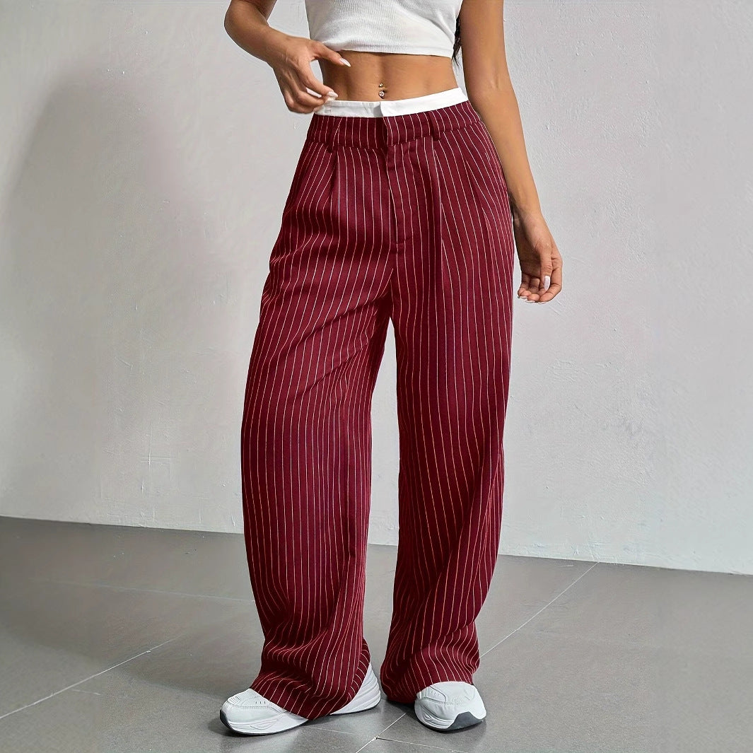 Printed Trousers High Waist Straight Leg Pants