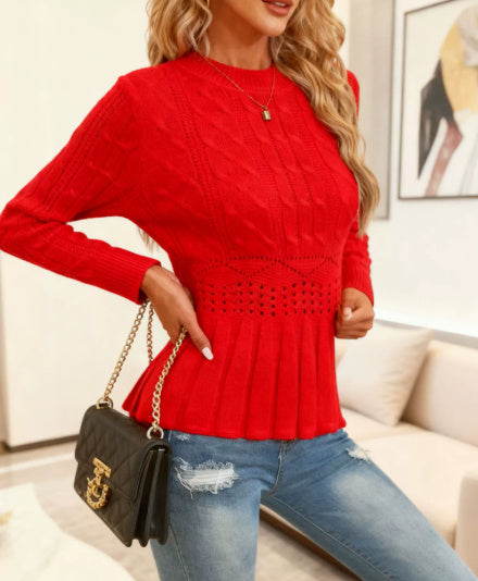 Women's Waist Slimming Pleated Top Sweater