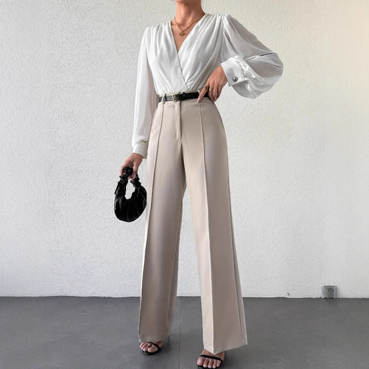 2025 The Luxe Line High Waist Slimming And Straight, Side Pocket French Commuter Business Trousers