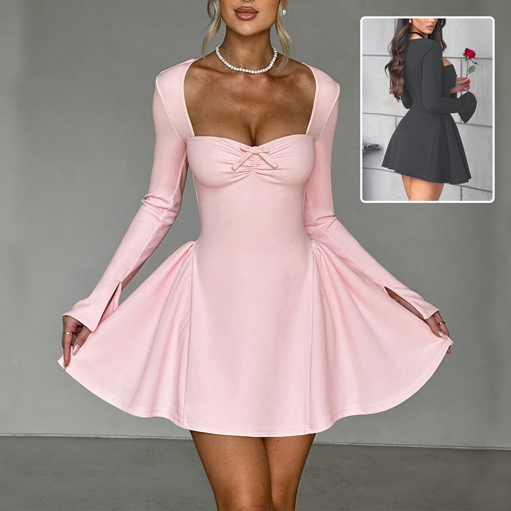 Low-neck Long-sleeved Dress Party Evening